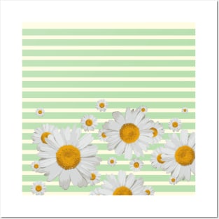 Daisy flower mnimal stripes white cute Posters and Art